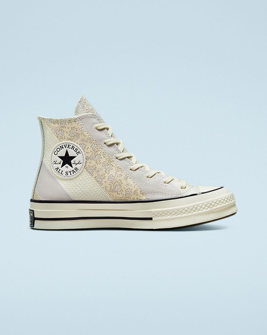 Women\'s Converse Chuck 70 Embroidered Floral High Top Shoes Beige / Black | AU 8936CL